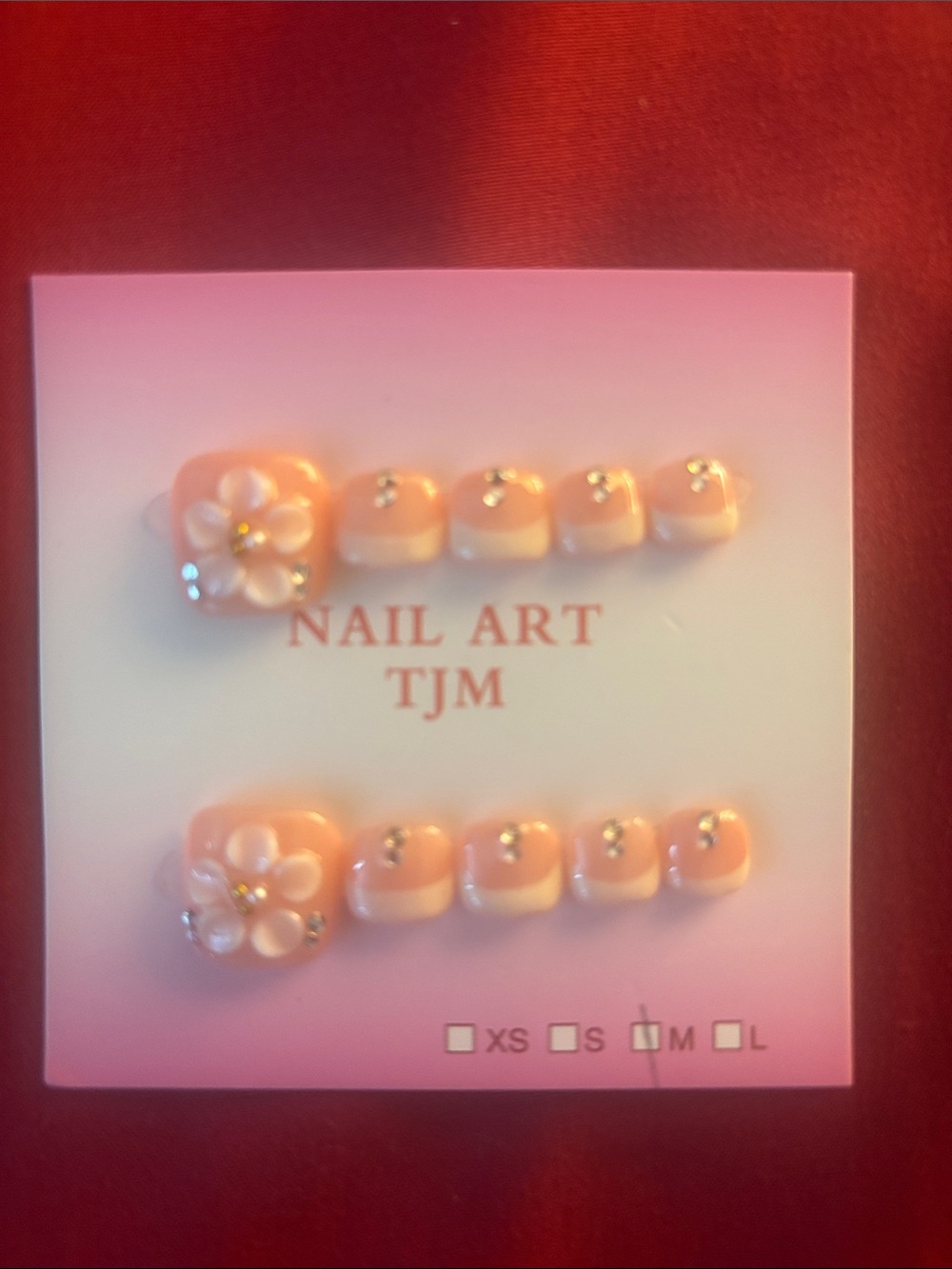 Peach Floral Press-On Toe Nail Set -